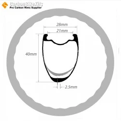 375±15g Ultralight Wave Shape Asymmetric 700C 40x28mm Carbon Tubeless Gravel Rim